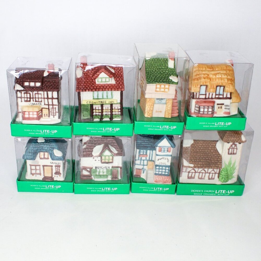 8 Depart 56 Dickens Village Ornaments String Light Clip On Christmas Bui…
